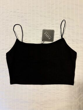 Zaful Black Spaghetti Strap Cropped Camisole